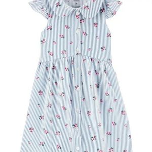 Carter's Striped Floral Button- Front Shirt Dress